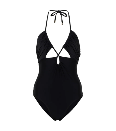 Self-portrait Cutout Halterneck Swimsuit In Black