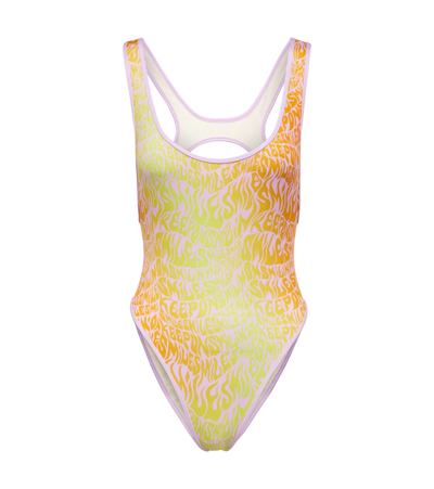 Stella Mccartney Printed Swimsuit In Washed Out Fluoro