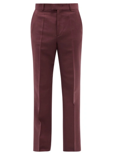 Valentino Straight-leg Mohair-blend Sharkskin Suit Trousers In Maroon