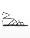 Vince Kenna Knotted Leather Gladiator Sandals In Black