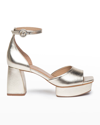 BERNARDO RALEIGH METALLIC ANKLE-STRAP PLATFORM SANDALS