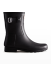 Hunter Rubber Short Buckle Rain Boots In Black