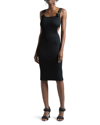 Versace Jeans Couture Black Bodycon Midi Dress In Polyester Woman In Black