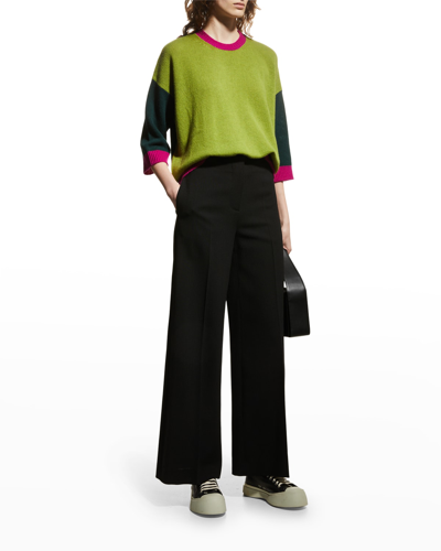 Marni Boxy Crewneck Color Block Cashmere Sweater In Multicoloured