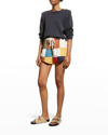 The Great The Bonfire Drawstring Cotton Shorts In Multi Color Patch