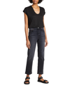 Frame Easy Scoop Neck Organic Linen T-shirt In Noir