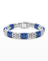 Lagos 18k Yellow Gold & Sterling Silver Ultramarine Ceramic Rondelle & Caviar Bead Statement Bracelet In Ss 18k