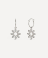 Dinny Hall 14ct White Gold Diamond Jasmine Flower Drop Hoop Earrings In White Gold