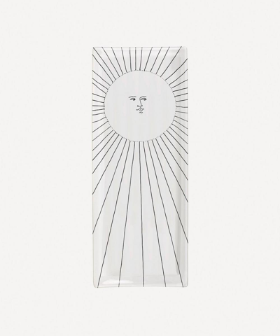 Fornasetti Solitario Rectangular Ceramic Tray In Multicoloured