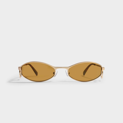 Marine Serre Ms X Vuarnet Ovale Vizionizer-brille Mit Wirbelrahmen Aus Goldstahl In Gold,brown