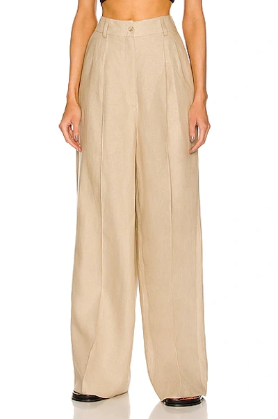 Loulou Studio Noro Leather Wide-leg Pants In Neutrals