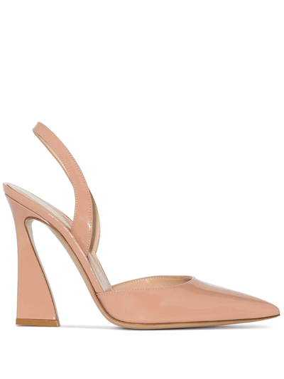 Gianvito Rossi Neutral 105 Patent Leather Slingback Pumps In Neutrals