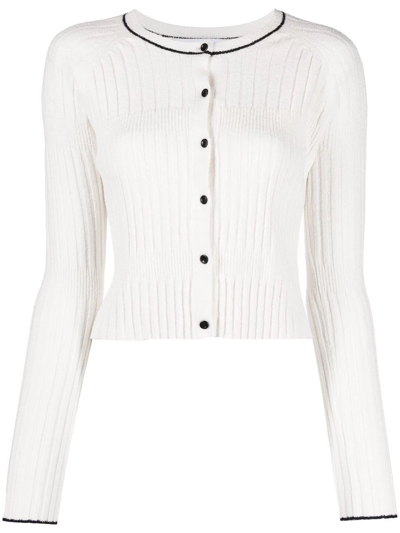 Proenza Schouler White Label Contrast-trim Rib-knit Cardigan In Neutrals
