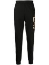 Ea7 Elastic Waist Casual Pants In Schwarz