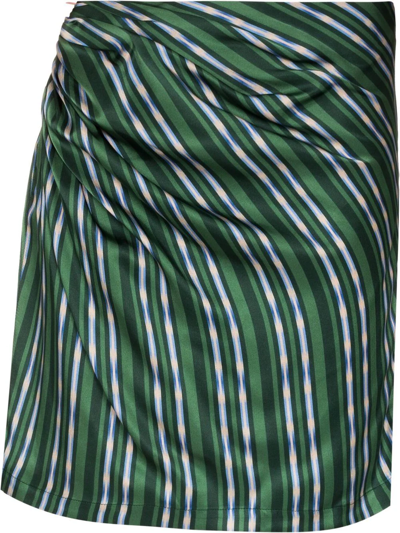 Ahluwalia X Browns Focus Green Deva Cutout Striped Silk Mini Skirt