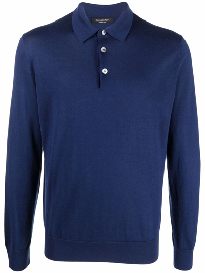 Ermenegildo Zegna Fine-knit Polo Shirt In Blau