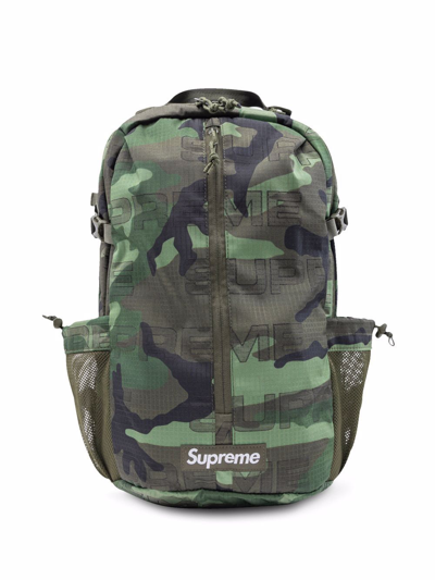 Supreme Camouflage-print Backpack In Green