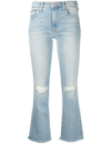 Mother The Tomcat High-rise Straight-leg Distressed Jeans In Blau