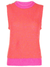 Ganni Contrasting-trimmed Regular-fit Wool-blend Vest In Rot