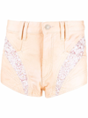 ISABEL MARANT LACE-TRIMMED DENIM SHORT