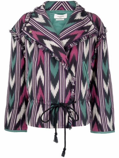 Isabel Marant Étoile Geometric-print Fringed Jacket In Blue