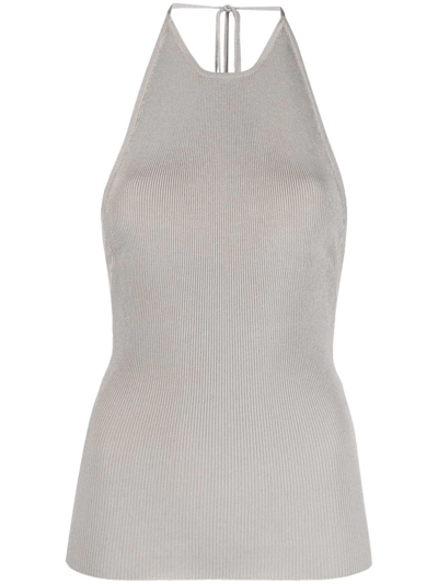 Peter Do Ribbed-knit Halterneck Top In Grey