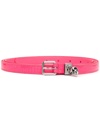 Alexander Mcqueen Skull Leather Double Belt In Rosa