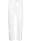 Totême Toteme Twisted Seam High Waist Straight Leg Crop Jeans In Weiss