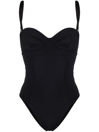 Stella Mccartney Quilted-cup Underwire Swimsuit In Schwarz