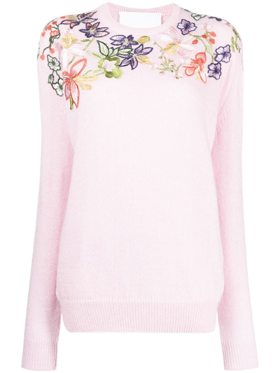 Costarellos Floral Crew-neck Jumper In Rosa