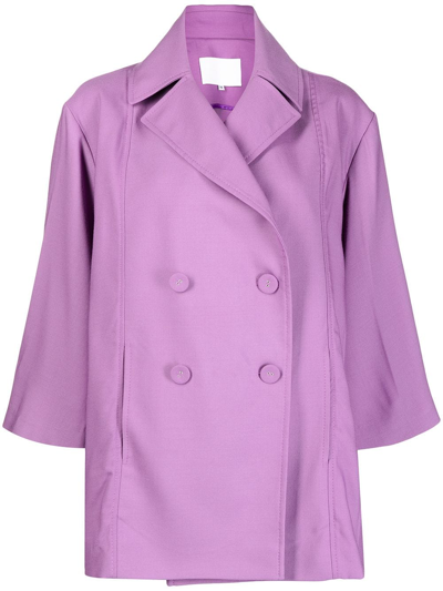 Costarellos Double-breasted Fitted Blazer In Violett