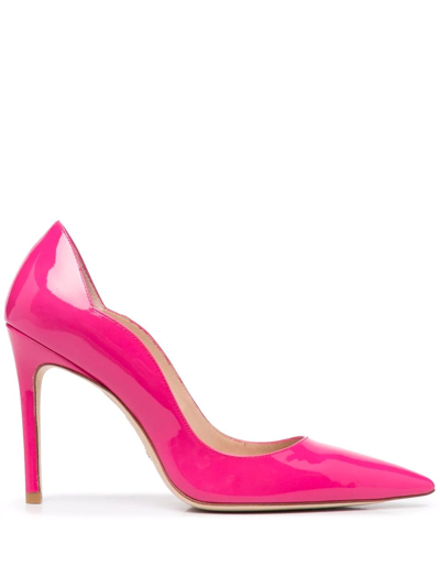 Stuart Weitzman Stuart 100mm Patent Leather Scallop Pumps In Pink