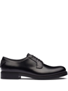 Prada Brushed-leather Lace-up Shoes In Black