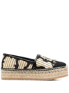 Ferragamo Kim Bicolor Espadrille Loafers In Schwarz