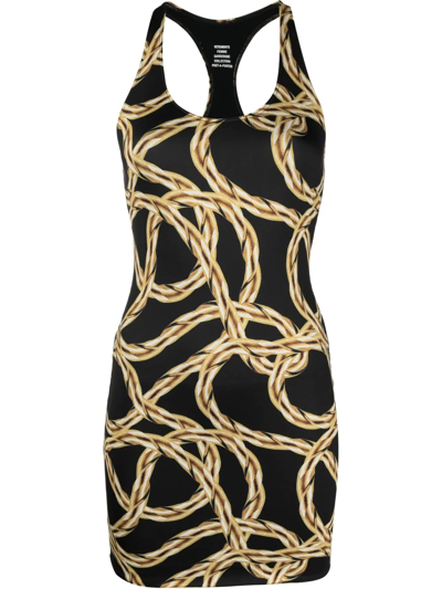 Vetements Chain-print Racerback Dress In Gold | ModeSens