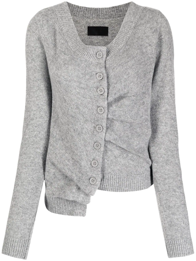 Rta Asymmetric Button-down Cashmere Cardigan In Rhino Grey