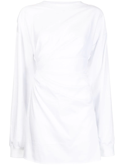 Rta Ruched Long-sleeve Dress In White