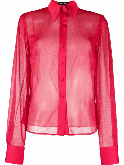 Styland Semi-sheer Buttoned Shirt In Rot