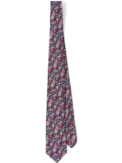 Prada Men's Patterned Silk Tie In Navy