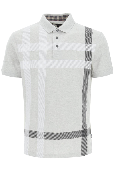 Barbour Blaine Polo Shirt Checked Pattern Short Sleeves In Gray