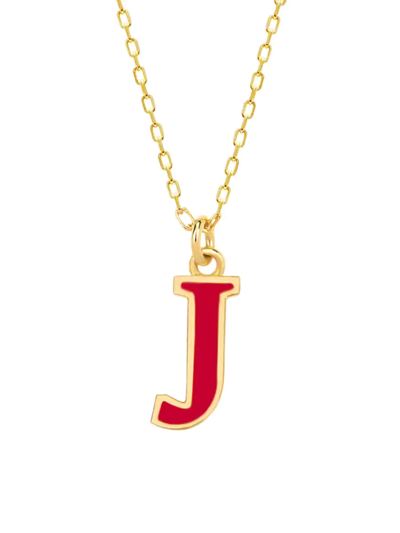 Gabi Rielle Women's Love In Bloom 14k Gold Vermeil Sterling Silver & Enamel Initial J Necklace In Letter J