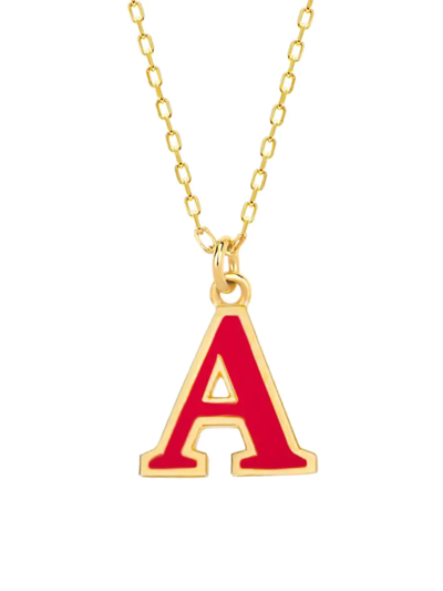 Gabi Rielle Women's Love In Bloom 14k Gold Vermeil Sterling Silver & Enamel Initial A Necklace In Letter A