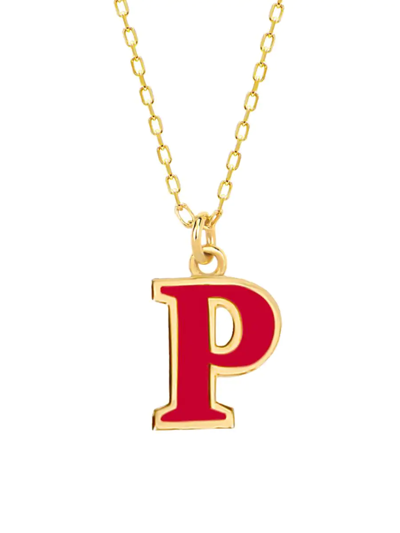 Gabi Rielle Women's Love In Bloom 14k Gold Vermeil Sterling Silver & Enamel Initial P Necklace In Letter P