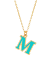 Gabi Rielle Vacay Dreamy Collection 14k Gold Plated Sterling Silver Turquoise French Enamel Initial Necklace In Letter M