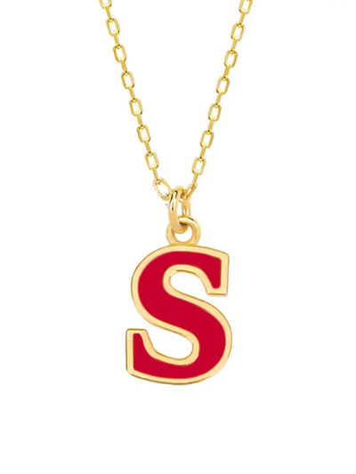 Gabi Rielle Women's Love In Bloom 14k Gold Vermeil Sterling Silver & Enamel Initial S Necklace In Letter S