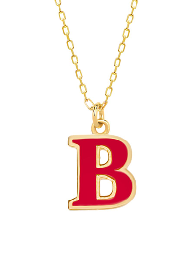 Gabi Rielle Women's Love In Bloom 14k Gold Vermeil Sterling Silver & Enamel Initial B Necklace In Letter B