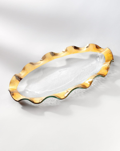Annieglass Ruffle Gold Oval Platter
