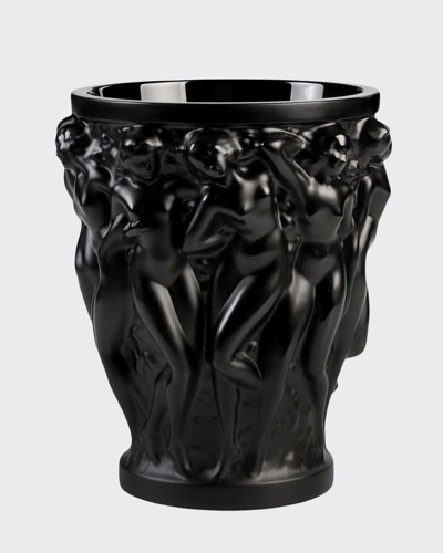 Lalique Bacchantes Crystal Vase In Black
