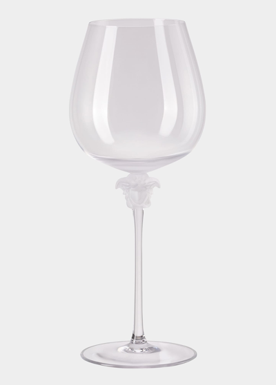 Versace Medusa Lumiere Burgundy Red Wine Glass In Clear