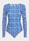 La Doublej Cutout-back Rashguard Surf Suit In Conchiglie
